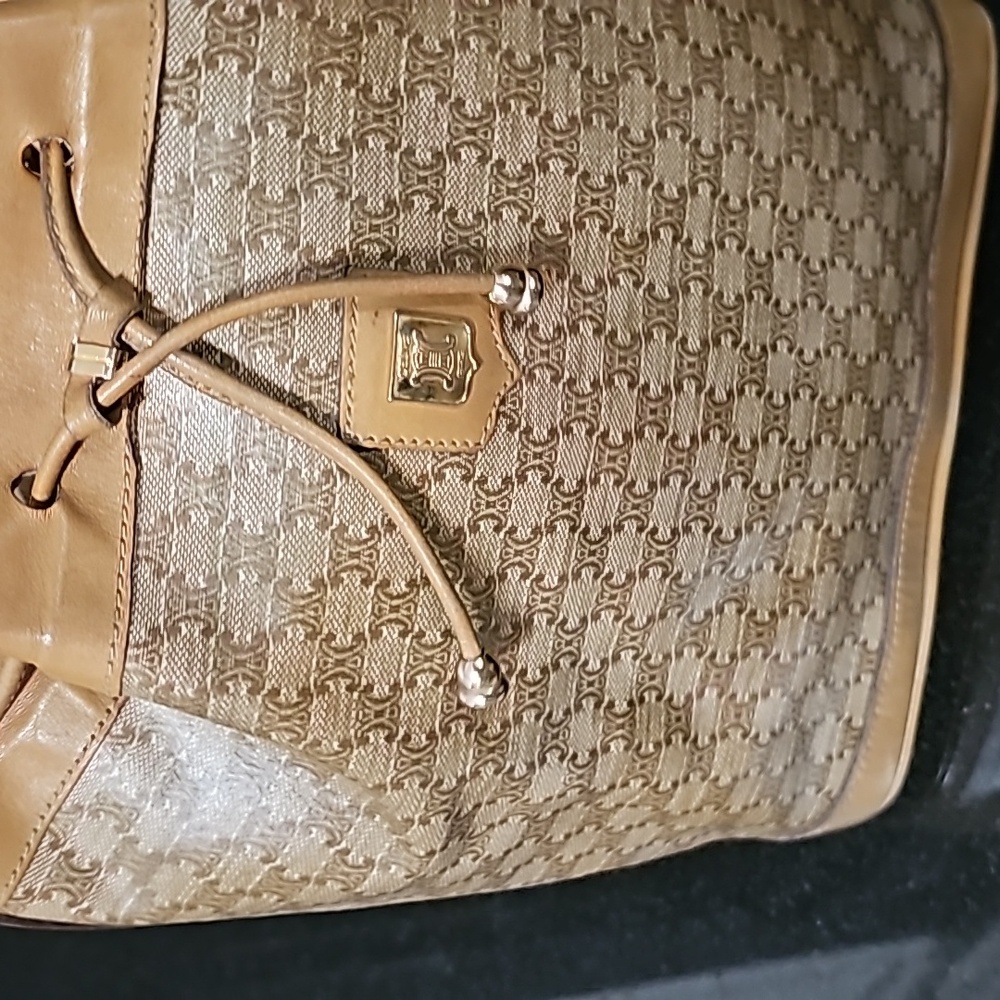 Celine Monogram Macadam Drawstring Bucket Hobo Ba… - image 2